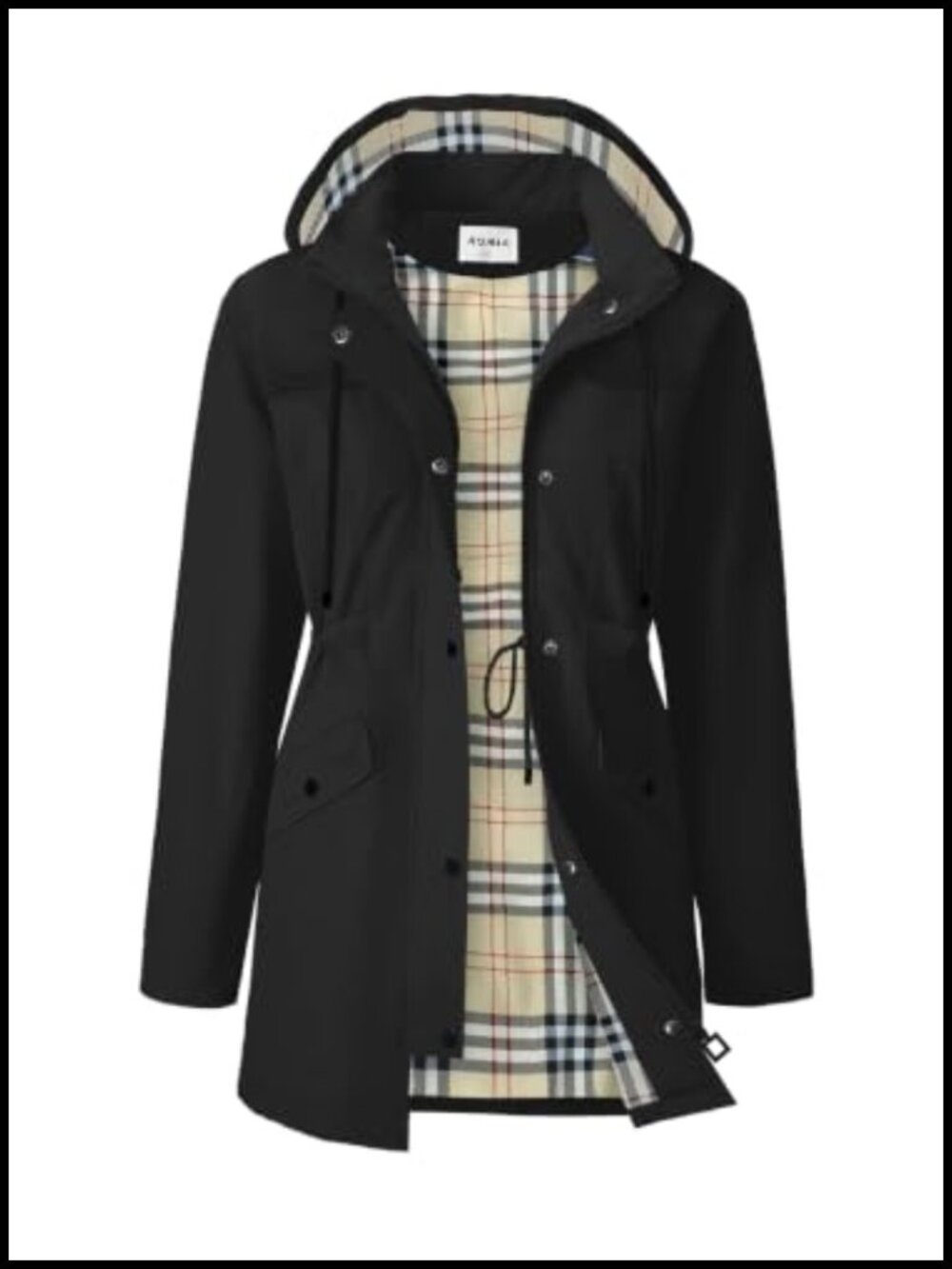 Waterproof Long Hooded Trench Raincoat Lined Windbreaker Jacket